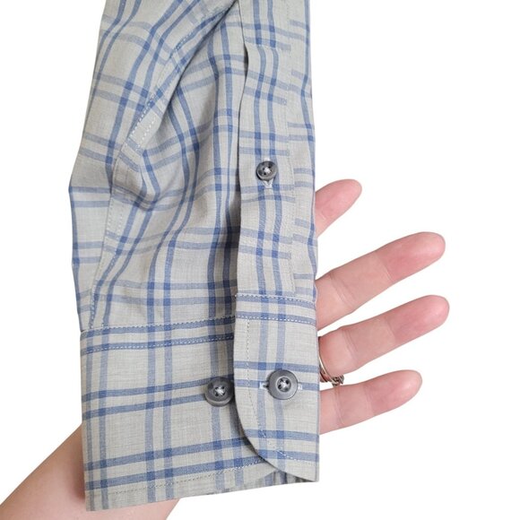 UNTUCKit Benziger WF Regular Fit Wrinkle Free Gray Blue Long Sleeve Shirt Size M - Picture 3 of 12